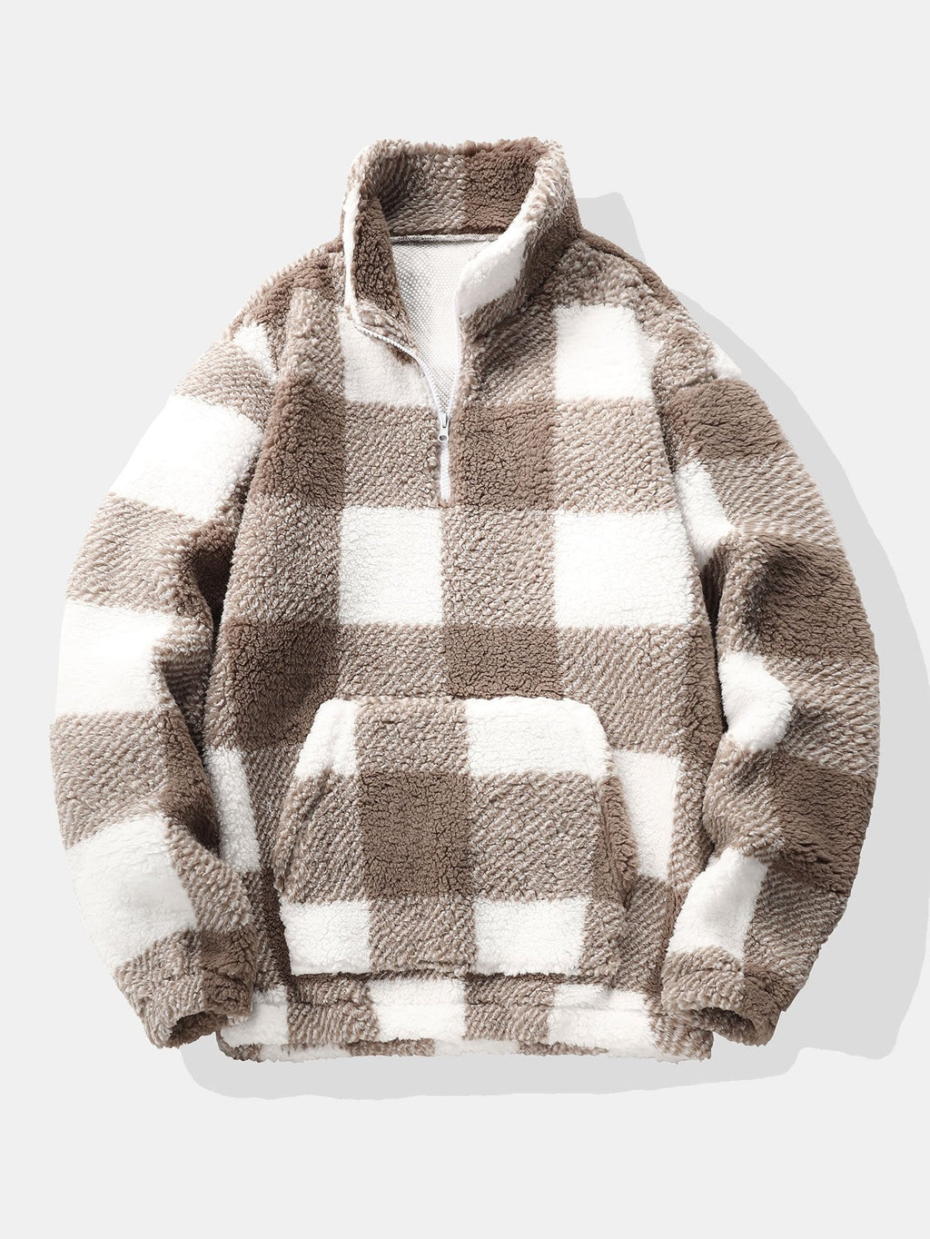 Men's Teddy Fleece Quarter-Zip Sweatshirt with Relaxed Fit 0