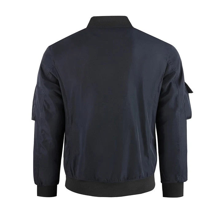 Men's Utility Cargo Bomber Coat with Zip Closure - Durable Polyester 4