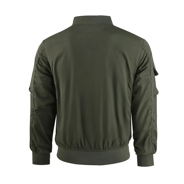 Men's Utility Cargo Bomber Coat with Zip Closure - Durable Polyester 5