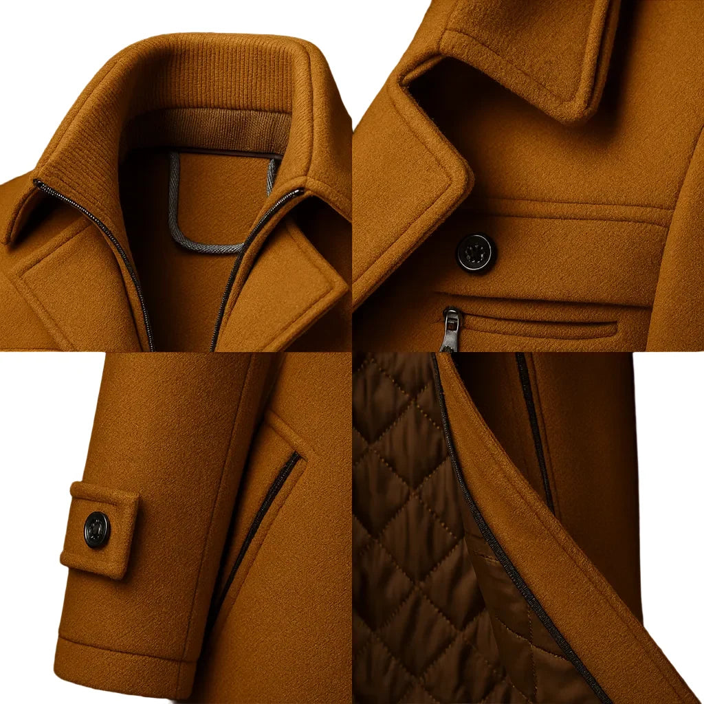 Men's Warm-Lined Winter Coat with Textured Collar and Practical Pockets 4
