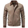 Men's Zip-Up Casual Jacket with Suede-Style Finish 0