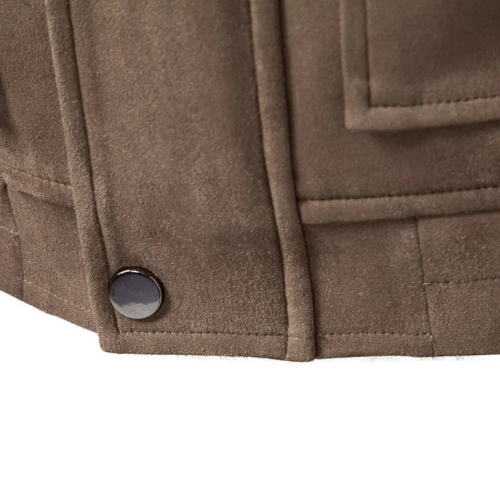 Men's Zip-Up Casual Jacket with Suede-Style Finish 4