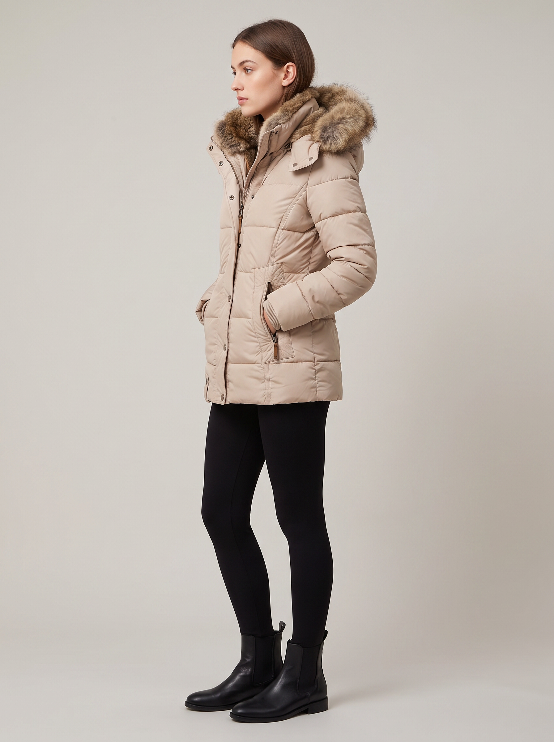 Mila | Women's Quilted Collar Hooded Winter Jacket