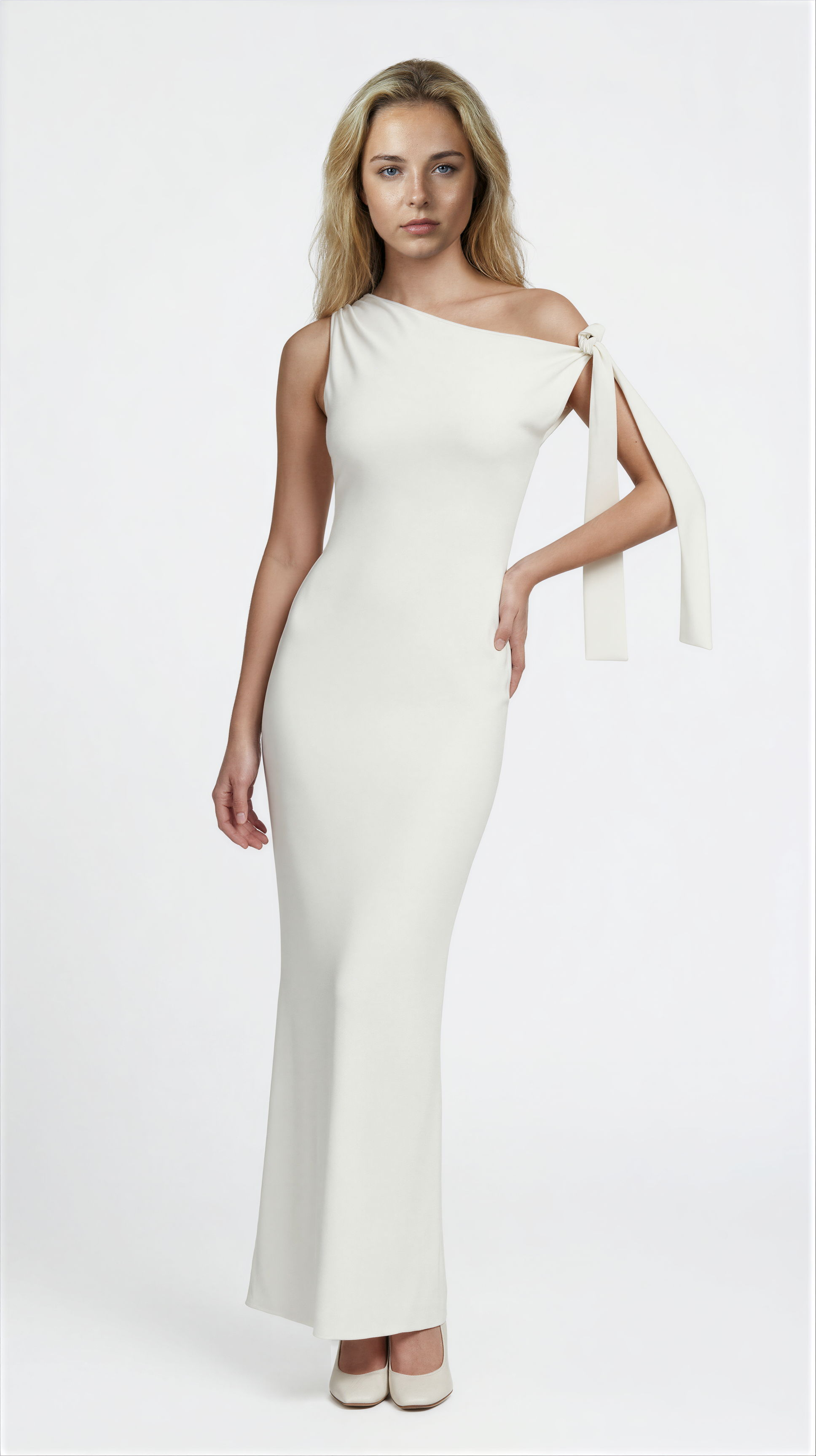 Orietta Women’s Evening Dress | One Shoulder | Maxi Length | Bow Detail