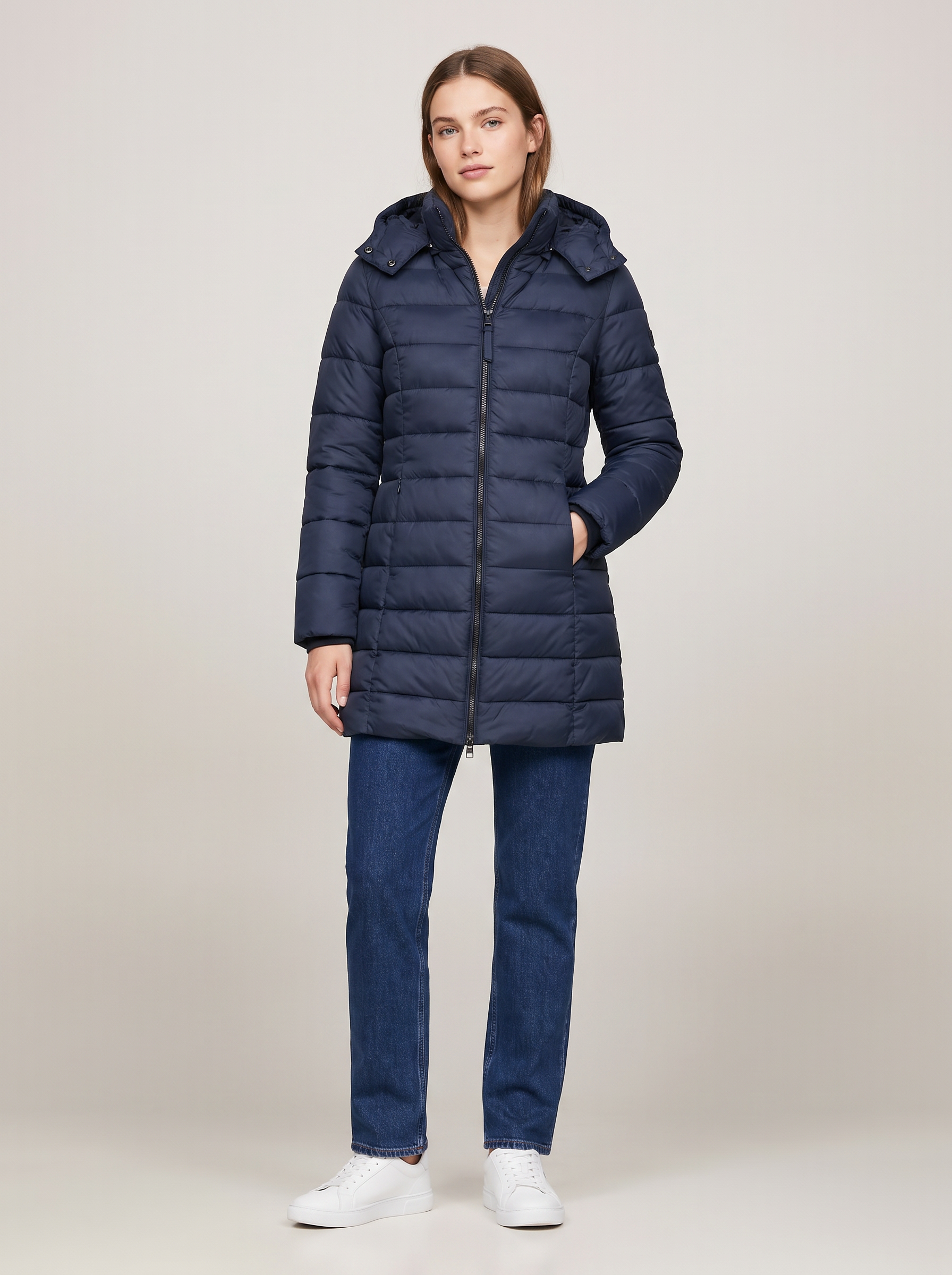 Noor | Women's Quilted Hooded Zip-Up Long Winter Coat