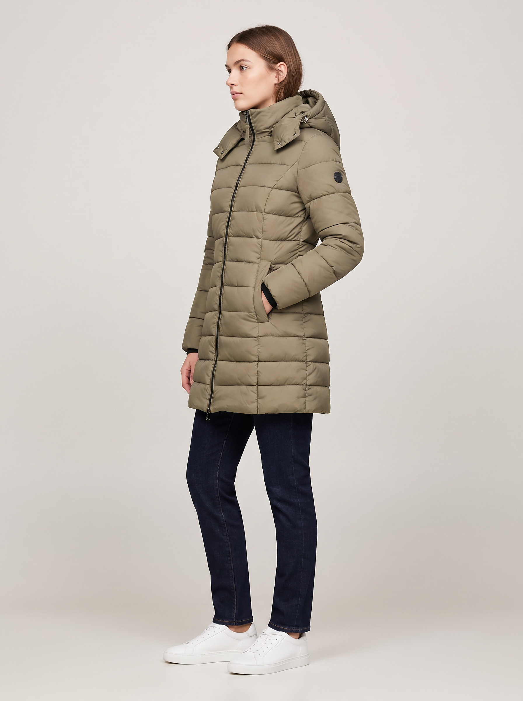 Noor | Women's Quilted Hooded Zip-Up Long Winter Coat