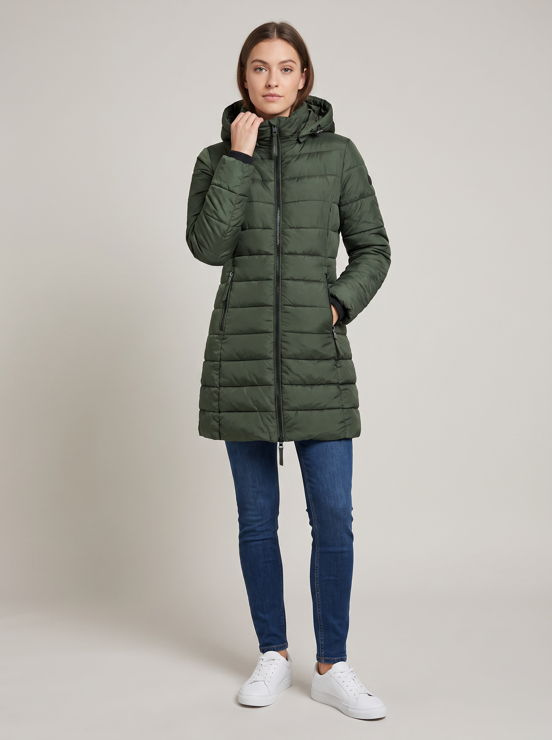 Noor | Women's Quilted Hooded Zip-Up Long Winter Coat