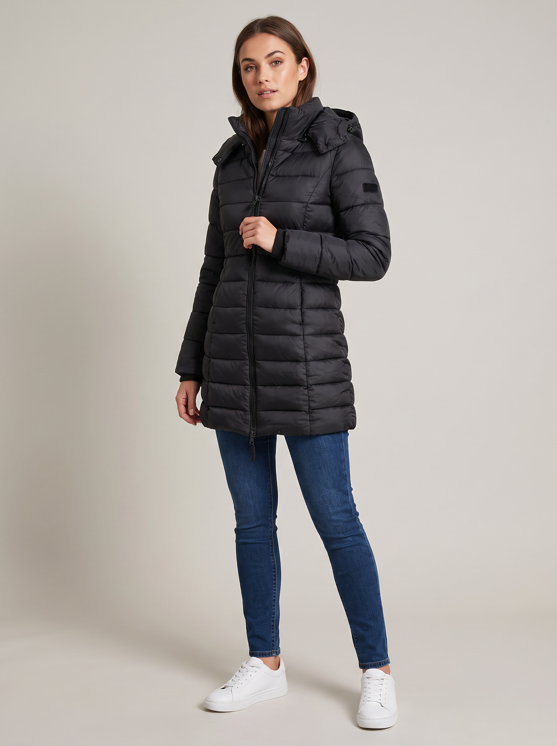 Noor | Women's Quilted Hooded Zip-Up Long Winter Coat
