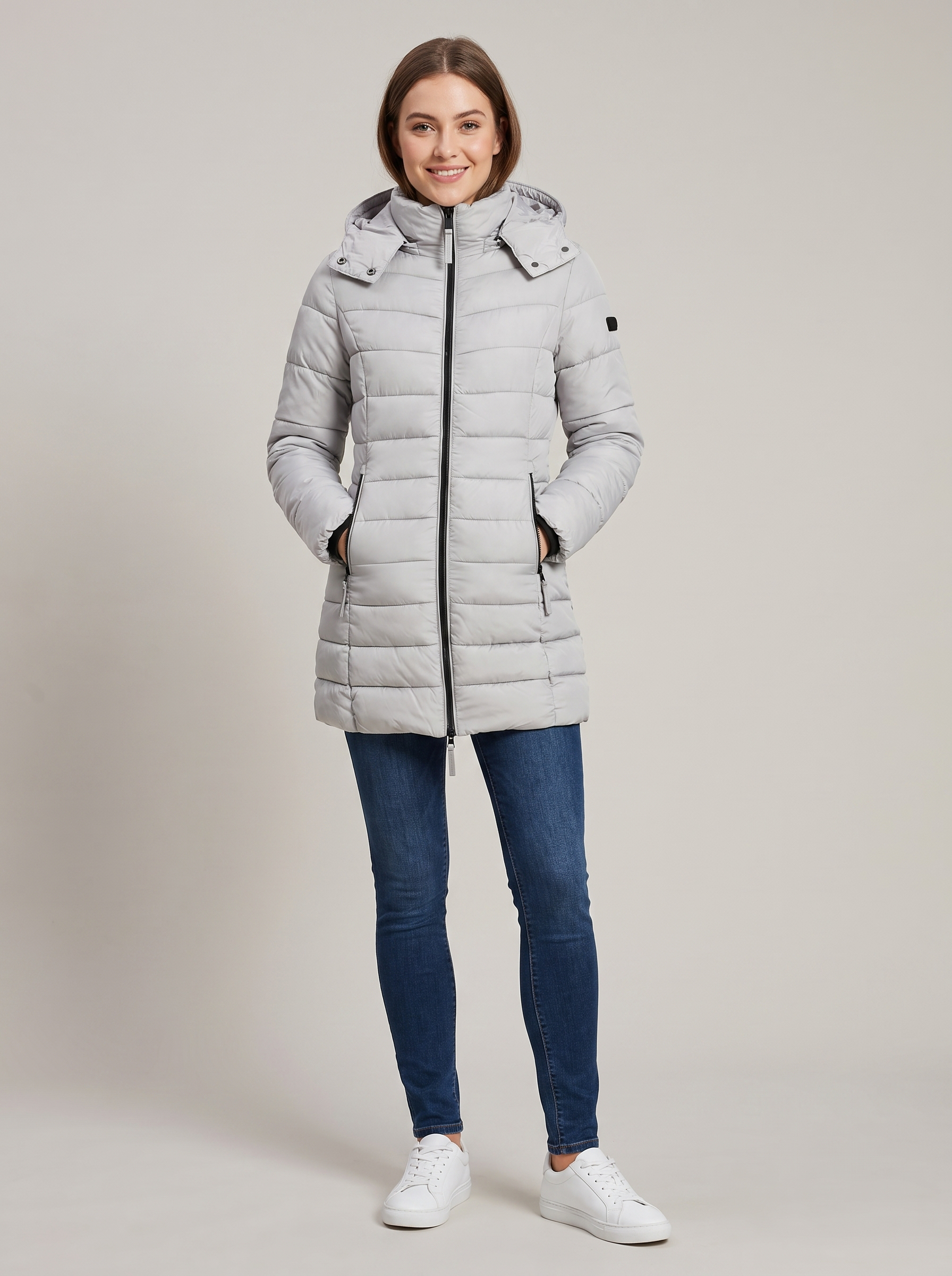 Noor | Women's Quilted Hooded Zip-Up Long Winter Coat