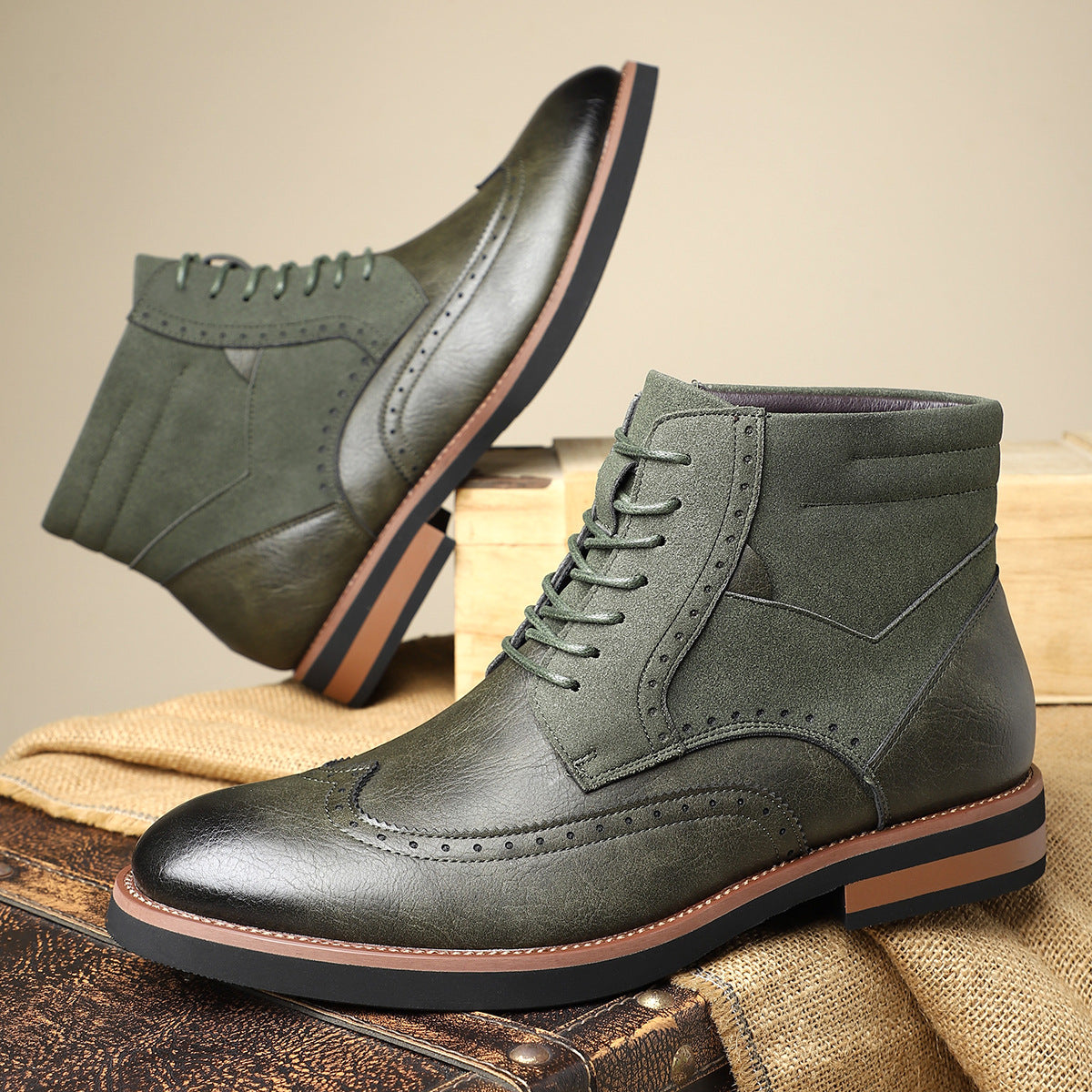 Suede Brogue Boots