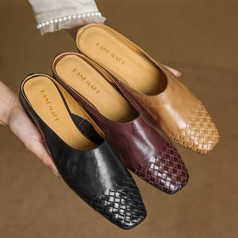 Women's Mules Genuine Leather Slip-On Casual Footwear