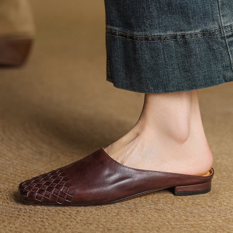 Women's Mules Genuine Leather Slip-On Casual Footwear