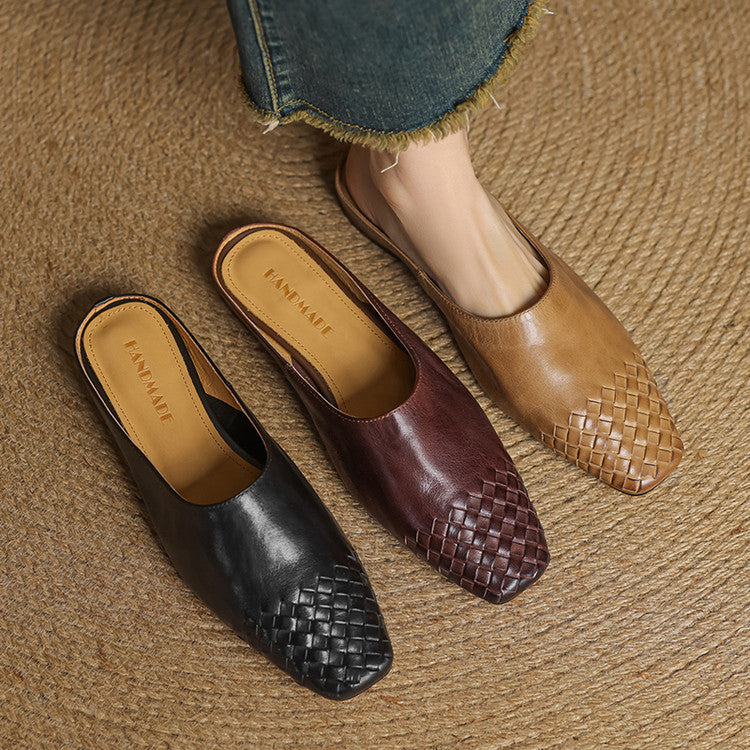 Women's Mules Genuine Leather Slip-On Casual Footwear