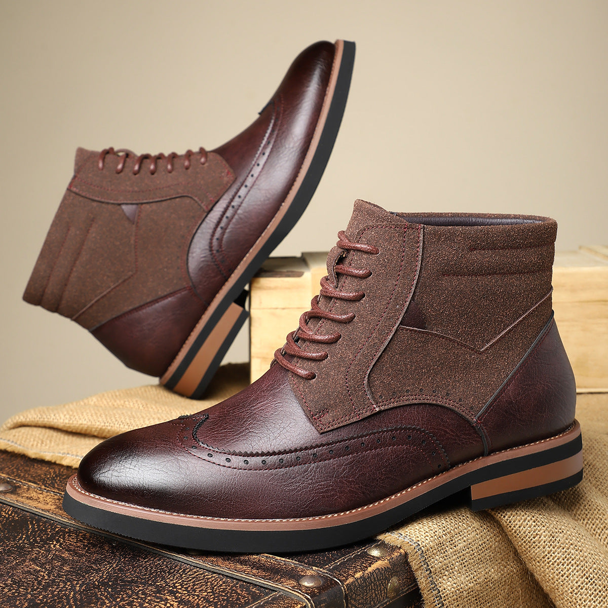 Suede Brogue Boots