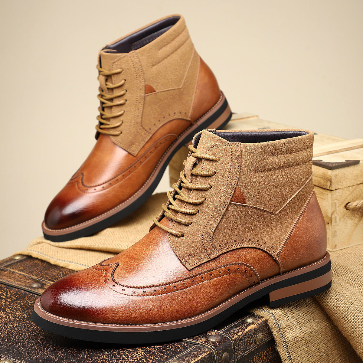 Suede Brogue Boots