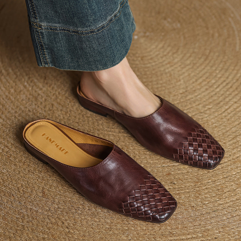 Women's Mules Genuine Leather Slip-On Casual Footwear
