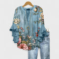 Women's Ruffle Top Flowy Soft Drape Flattering Neckline Everyday Blouse