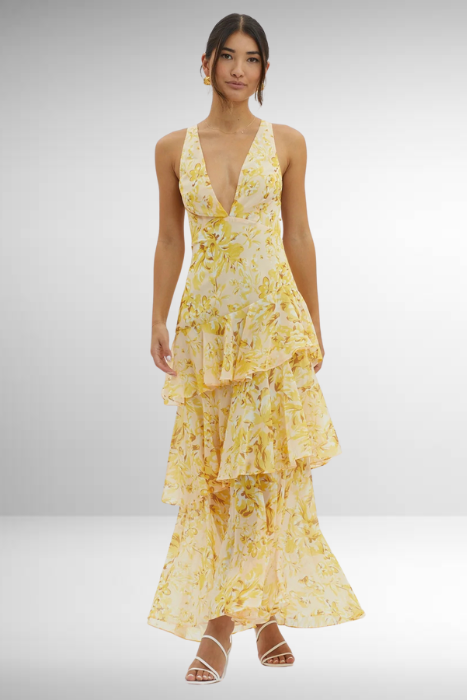Othella | Elegant Women’s V-Neck Chiffon Maxi Dress