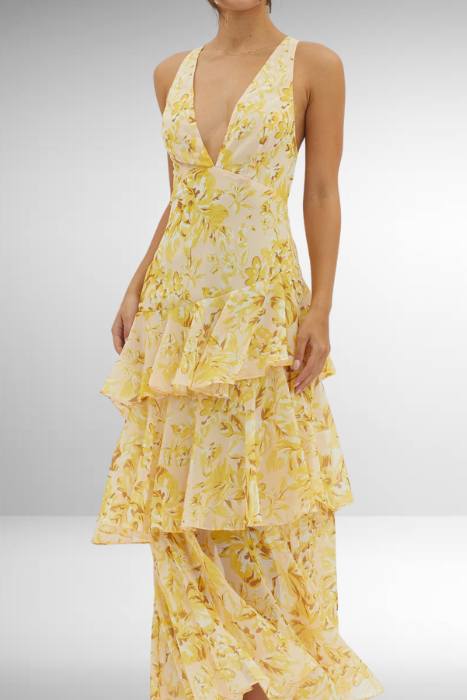 Othella | Elegant Women’s V-Neck Chiffon Maxi Dress