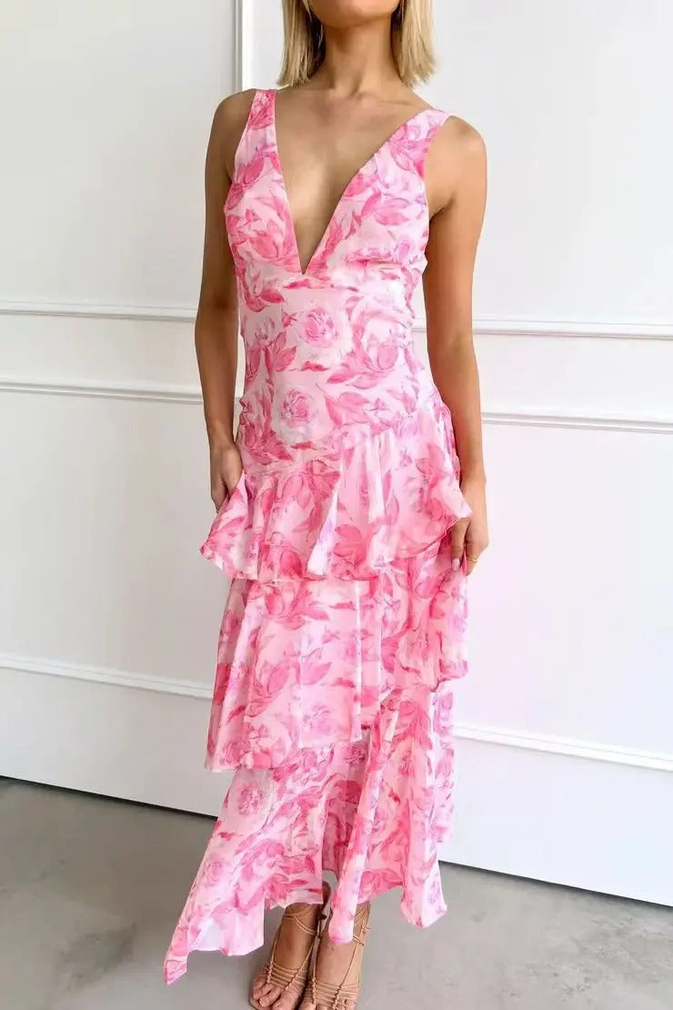 Othella | Elegant Women’s V-Neck Chiffon Maxi Dress
