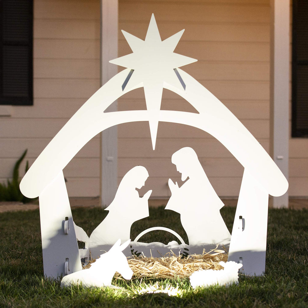 Outdoor Illuminated Nativity Scene - Weather-Resistant Holiday Display 0