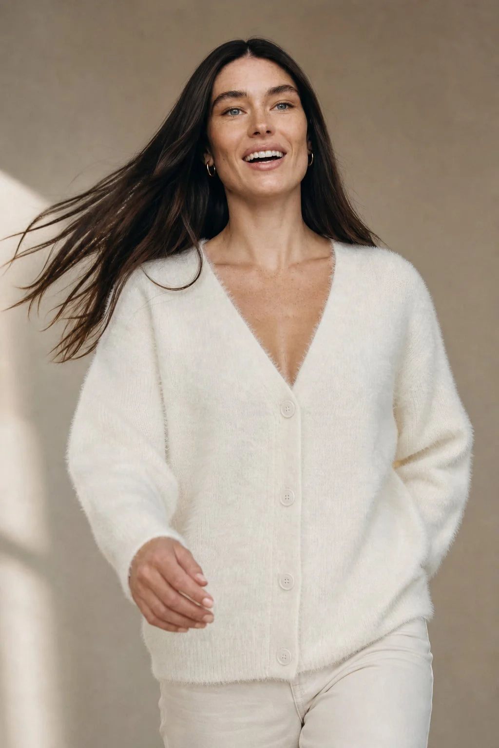 Oversized Faux Cashmere Cardigan Sweater for Women - Medium Stretch 0