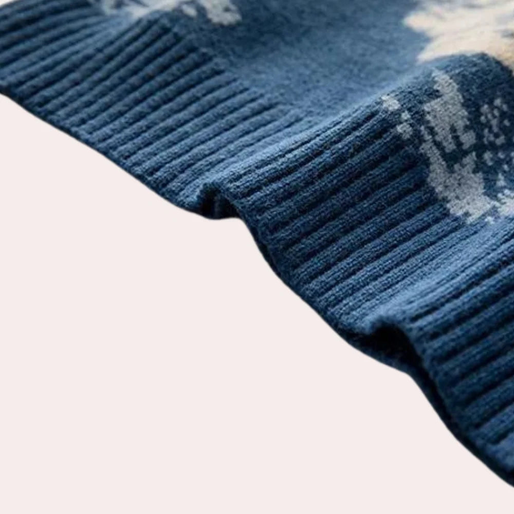 Oversized Men's Knitted Sweater with Printed Detail and Ribbed Trim 4