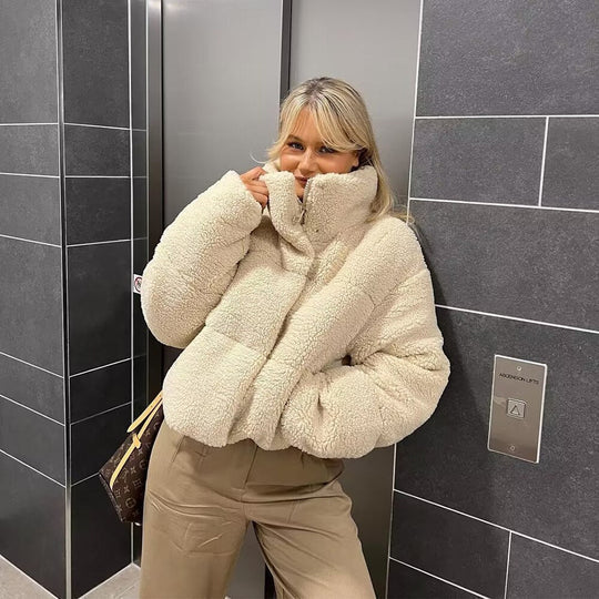 Oversized Teddy Texture Winter Coat for Women with Long Sleeves 2
