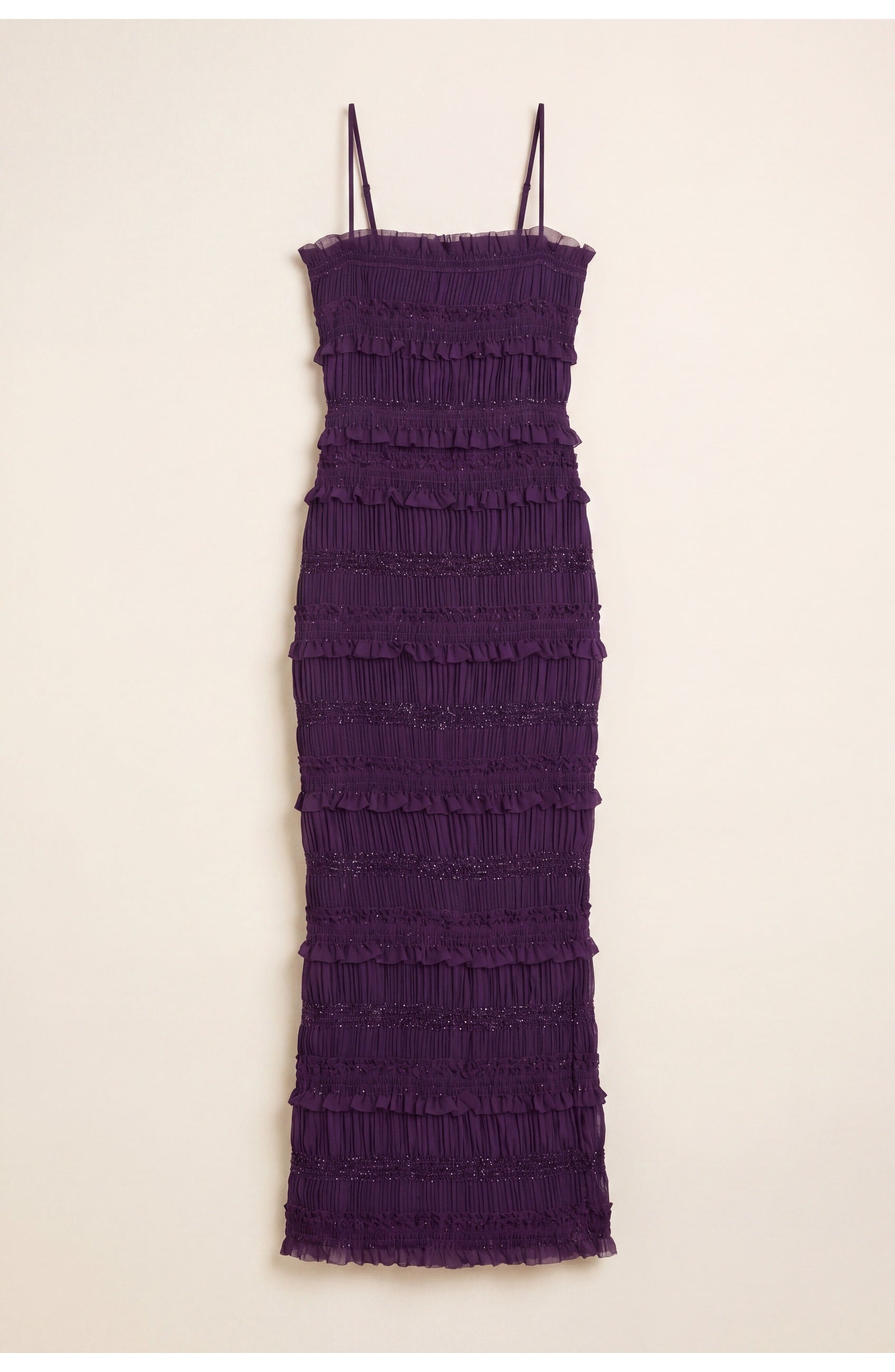Ophélie Women’s Maxi Dress | Layered Fringe | Straight Straps