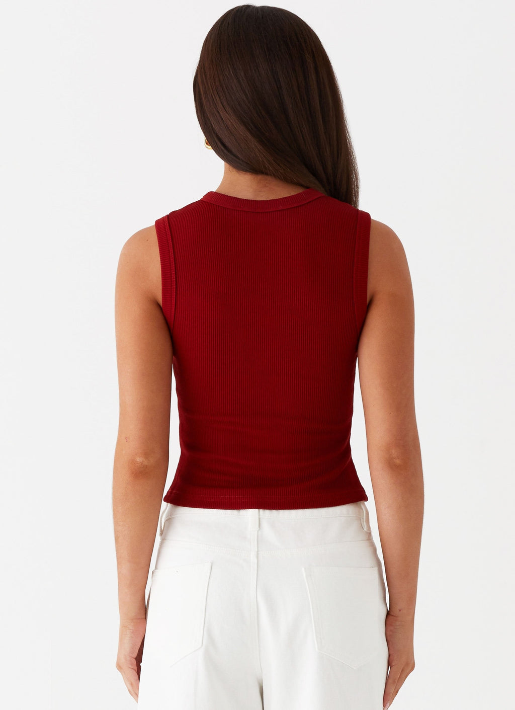 Nolani Ribbed Tank Top – Sleeveless Top with Button Closure
