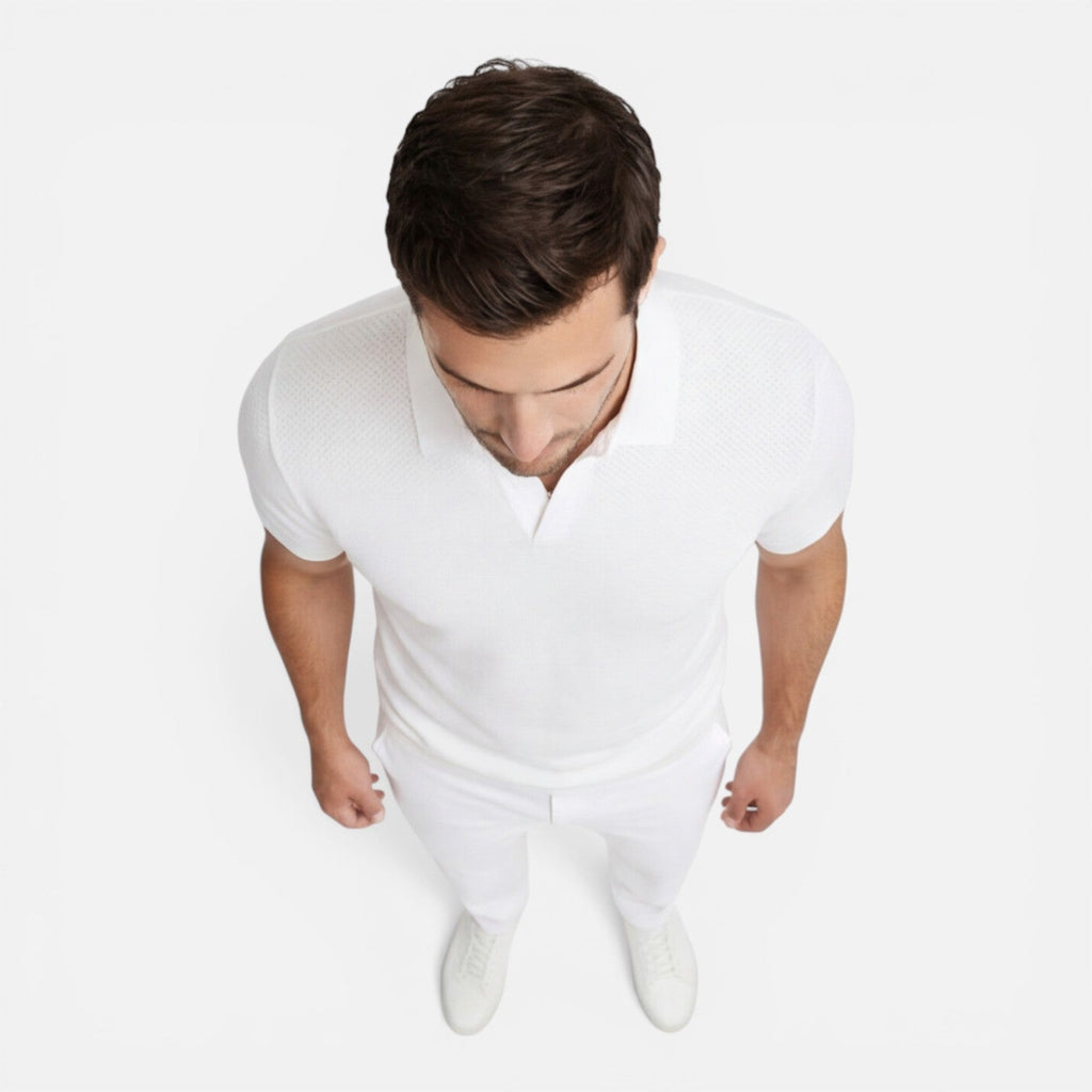 Men's Polo Shirt Slim Fit Lightweight Breathable Knit Casual Wear