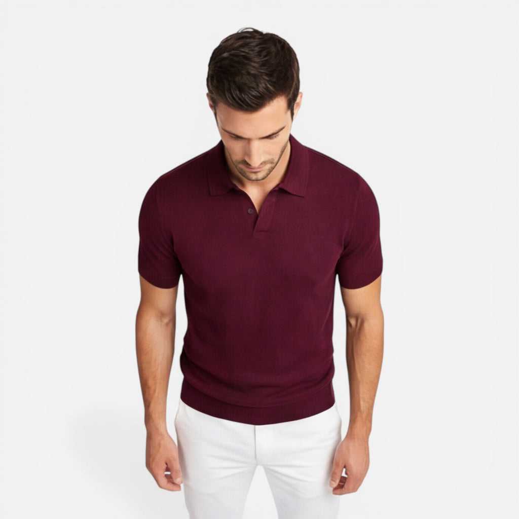 Men's Polo Shirt Slim Fit Lightweight Breathable Knit Casual Wear