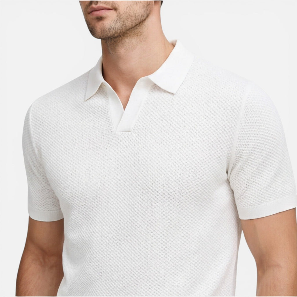 Men's Polo Shirt Slim Fit Lightweight Breathable Knit Casual Wear