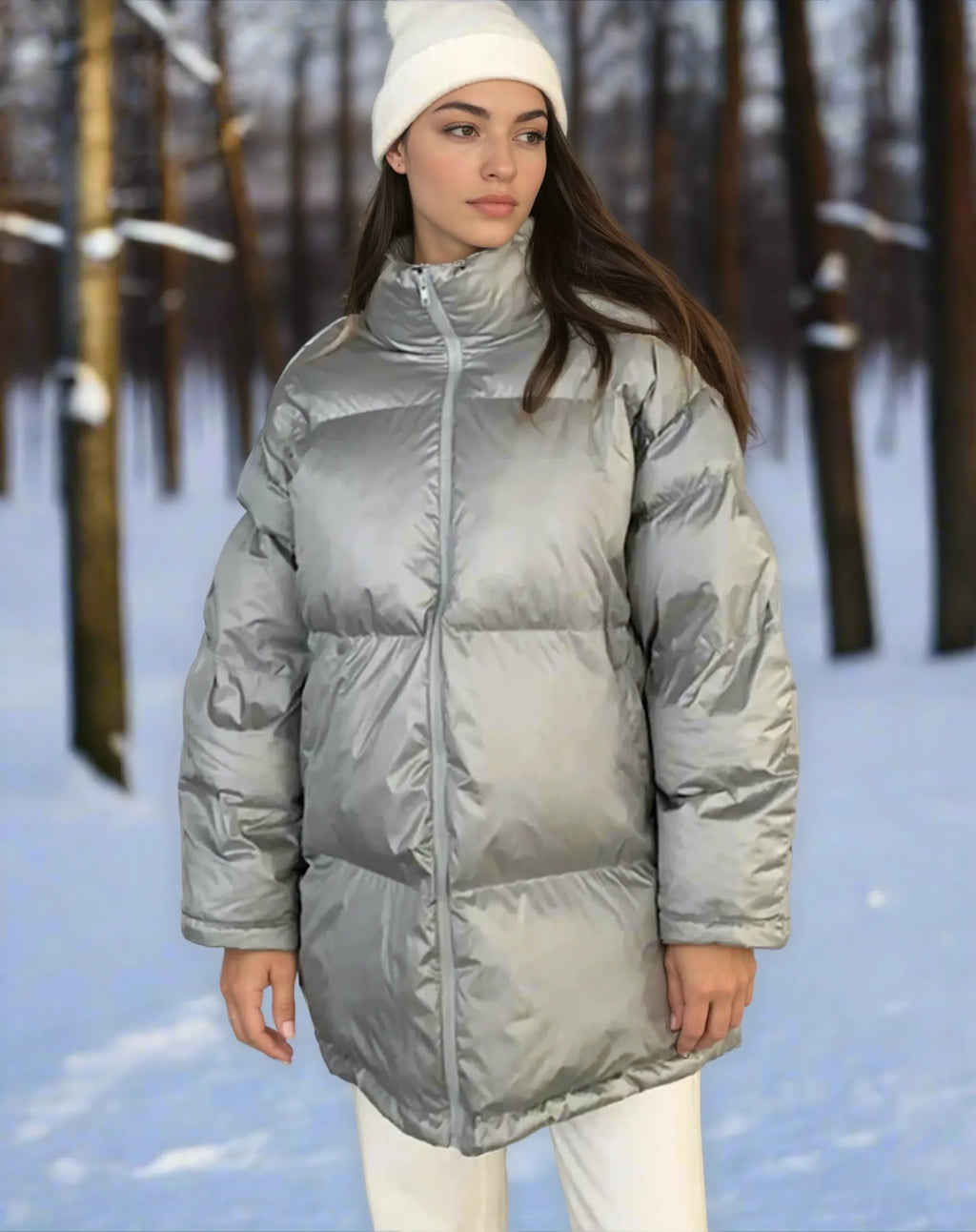 Quilted High Collar Winter Coat for Women with Elastic Cuffs 0