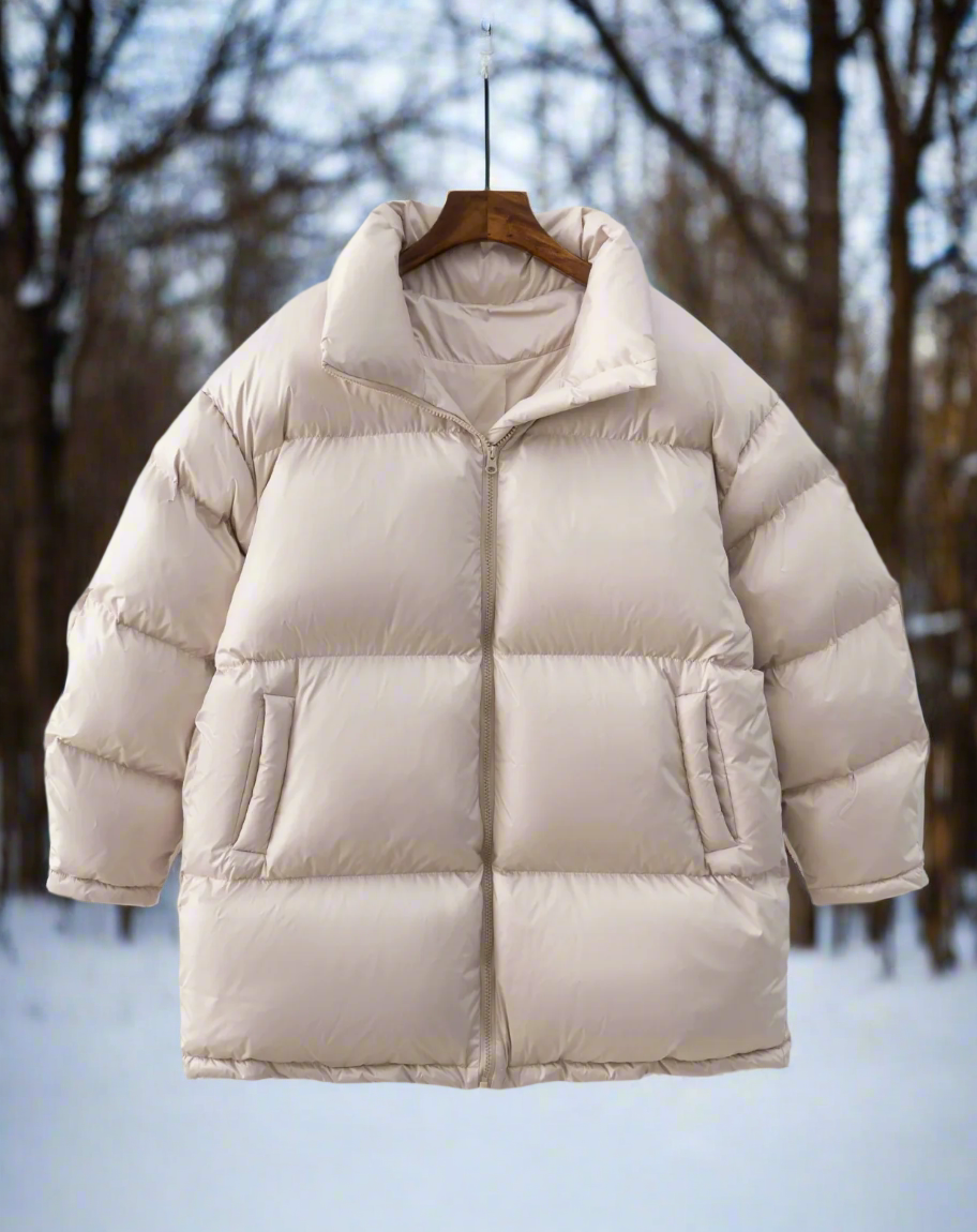 Quilted High Collar Winter Coat for Women with Elastic Cuffs 2