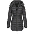 Quilted Winter Jacket with Removable Hood and Zip Pockets for Women 0