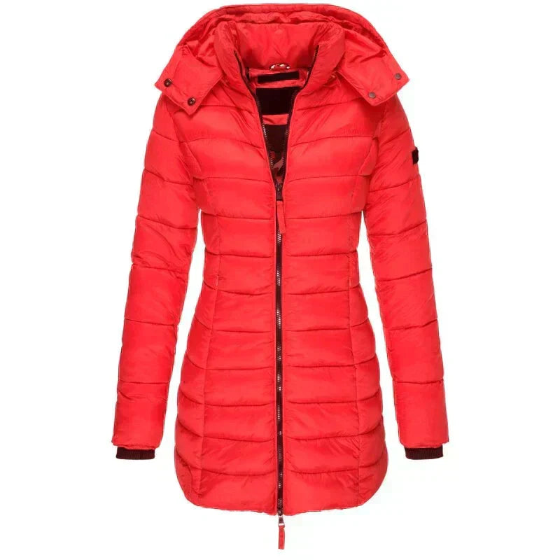 Quilted Winter Jacket with Removable Hood and Zip Pockets for Women 3