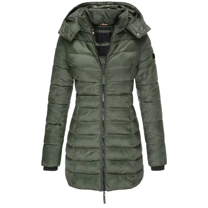 Quilted Winter Jacket with Removable Hood and Zip Pockets for Women 4