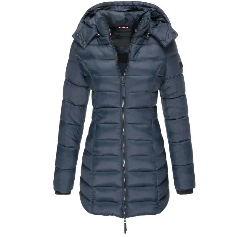 Quilted Winter Jacket with Removable Hood and Zip Pockets for Women 5