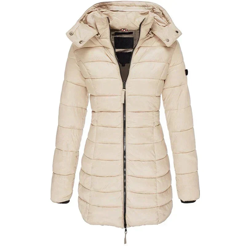 Quilted Winter Jacket with Removable Hood and Zip Pockets for Women 6