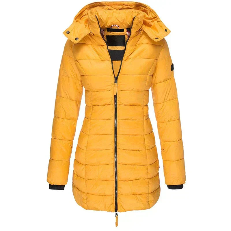 Quilted Winter Jacket with Removable Hood and Zip Pockets for Women 7