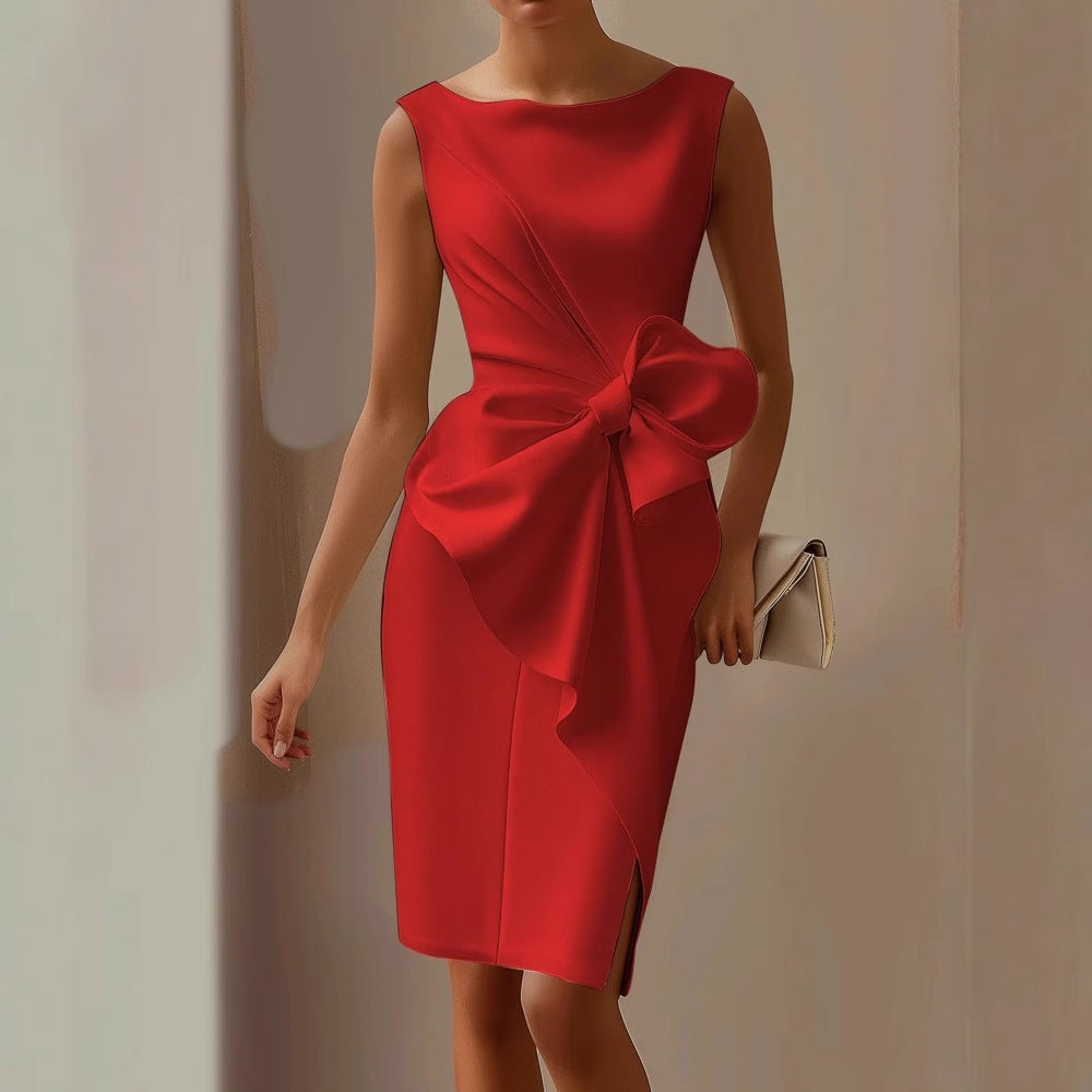 Women's Bow Detail Dress | Short Sleeve | Knee Length | Casual