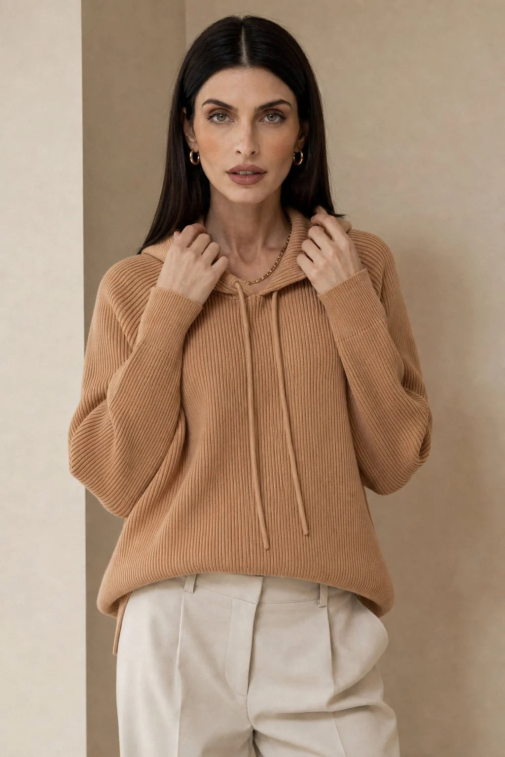 Relaxed Fit Women's Cashmere-Blend Hoodie 10