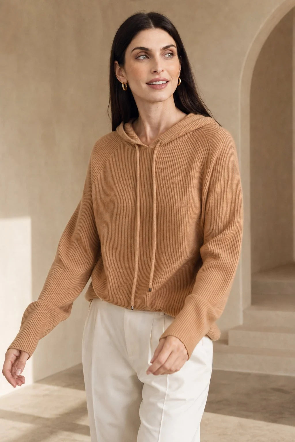 Relaxed Fit Women's Cashmere-Blend Hoodie 8