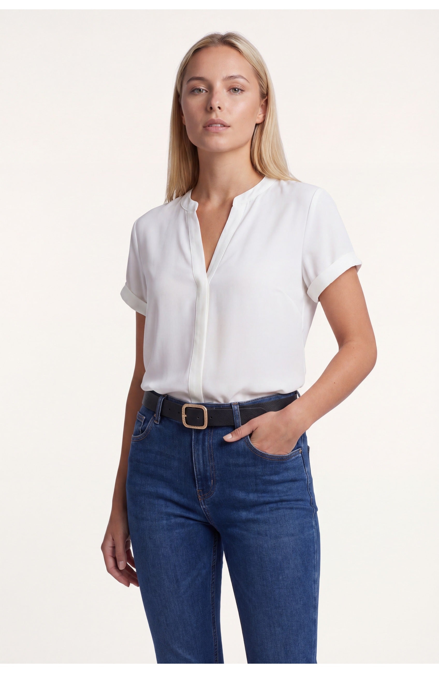 Adèle Women’s Top | V-Neck | Pleated Detail