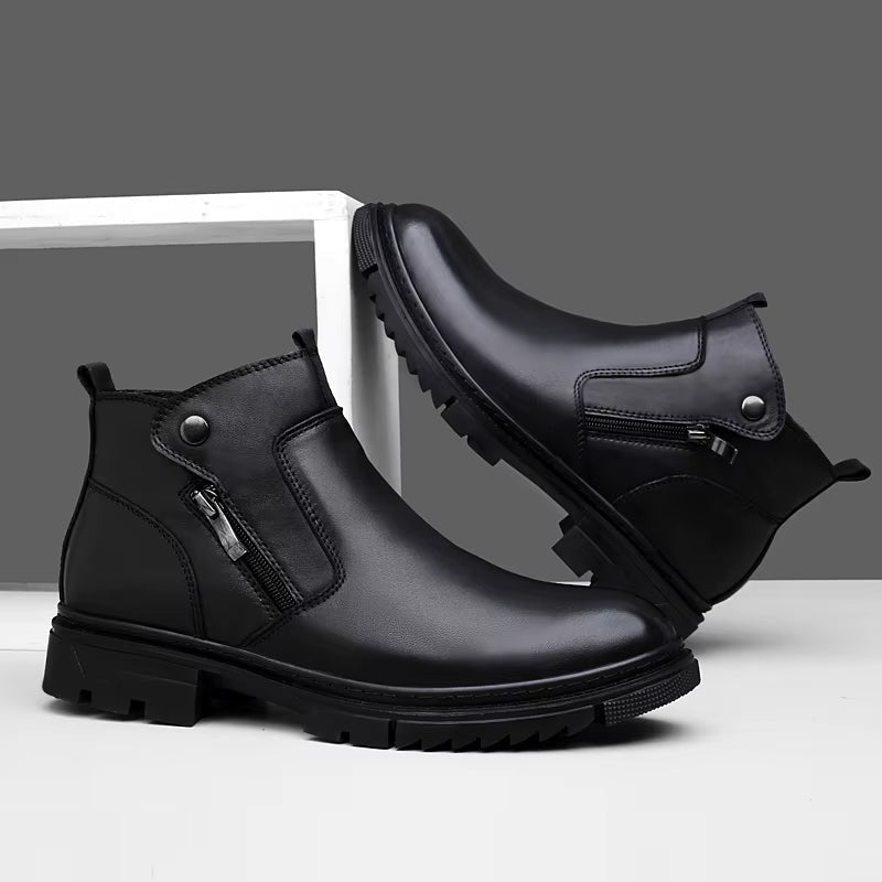 Side-Zip Leather Boots