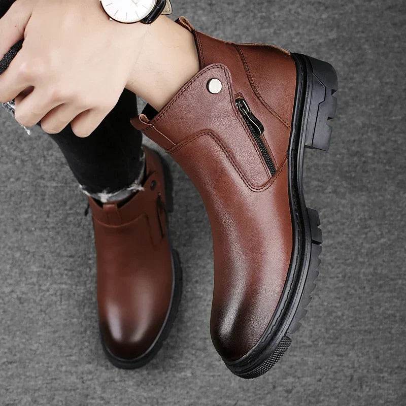 Side-Zip Leather Boots