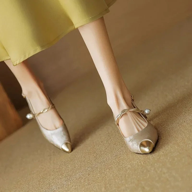 Fleur Comfortable Heels with Ankle Strap