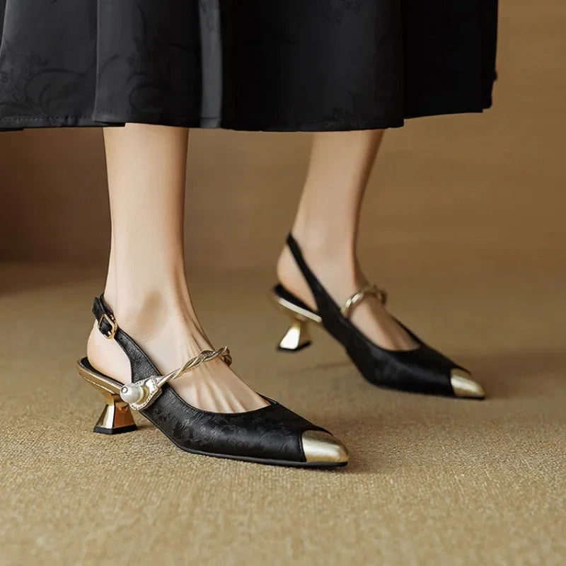 Fleur Comfortable Heels with Ankle Strap