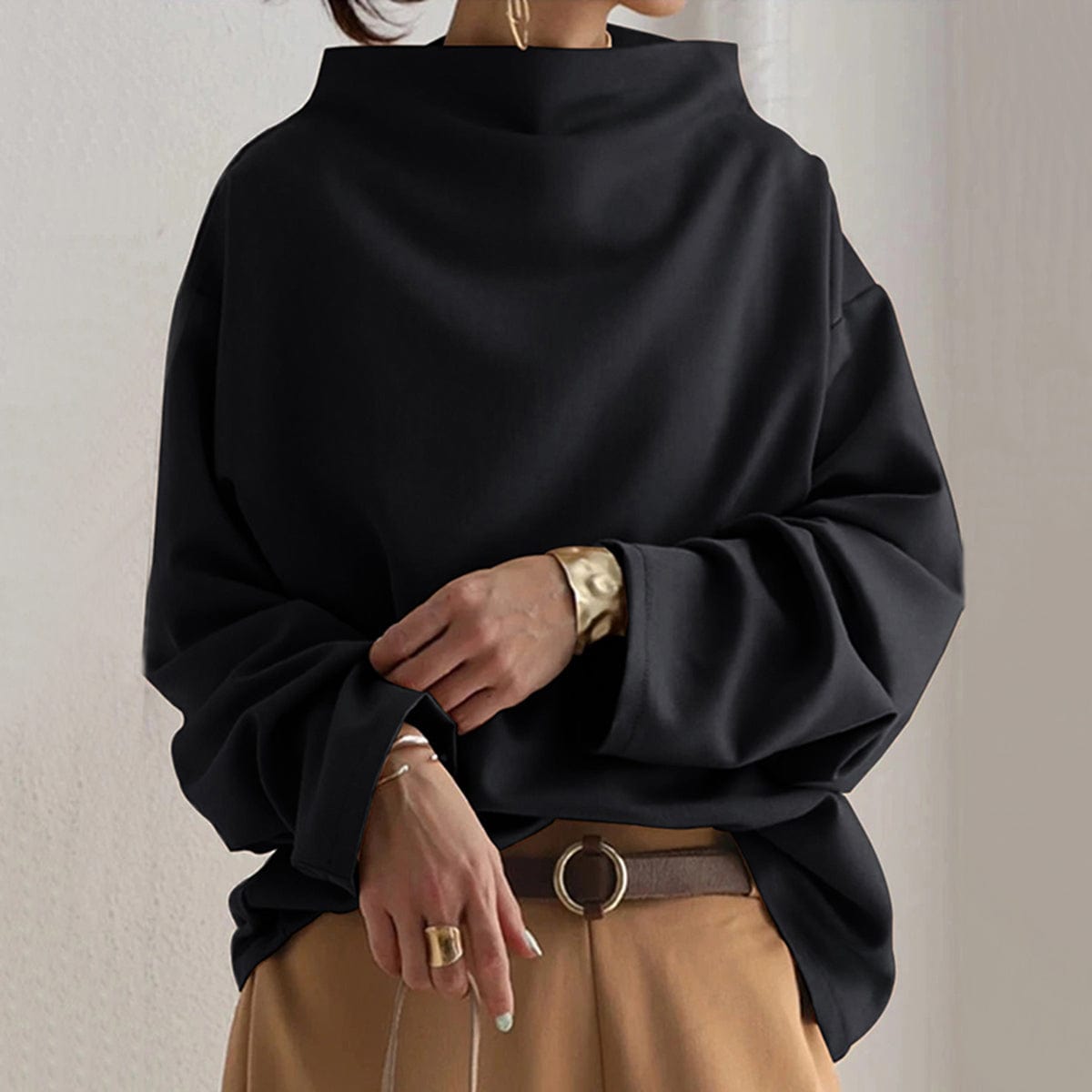 Renli Stylish High-Neck Top